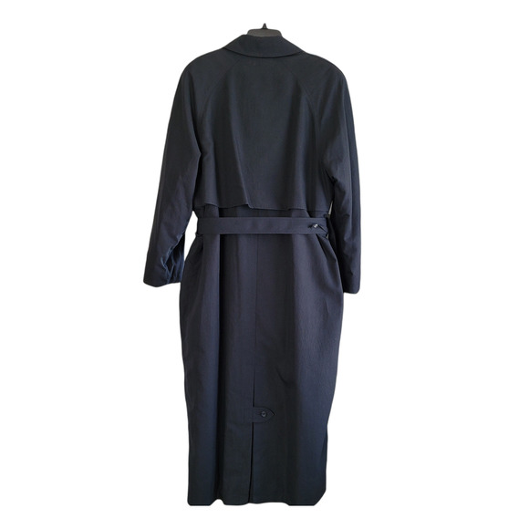 London Fog Black Double Breasted Trench Coat Zip-out Lining Size 12 Reg - Picture 2 of 10